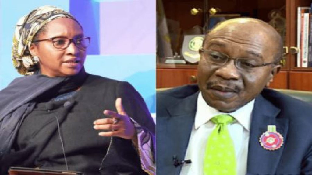 Minister of Finance Budget and National Planning Zainab Ahmed and CBN Governor Godwin Emefiele 1 450x300 1 resize 91 ExampleNG