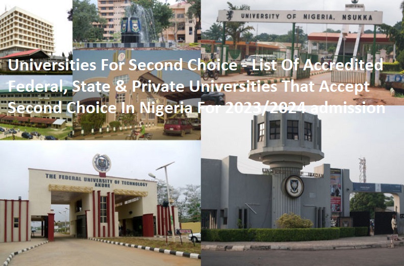 Universities For Second Choice - List Of Accredited Federal, State & Private Universities That Accept Second Choice In Nigeria For 2023/2024 admission