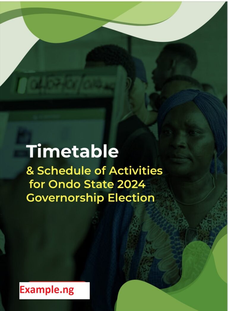 Ondo State 2024 Governorship Election Timetable and Schedules