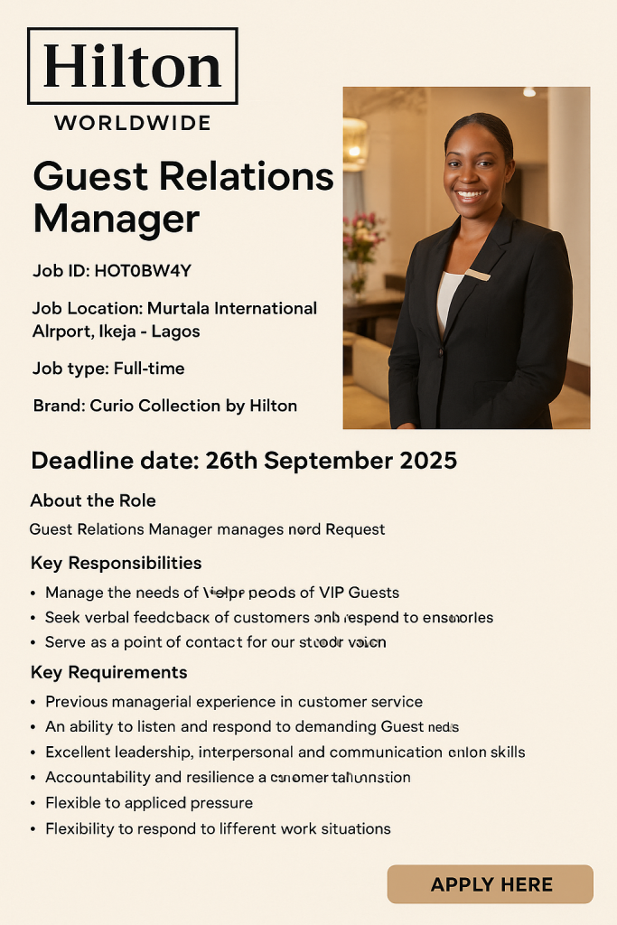 Guest Relations Manager Job at Hilton Worldwide