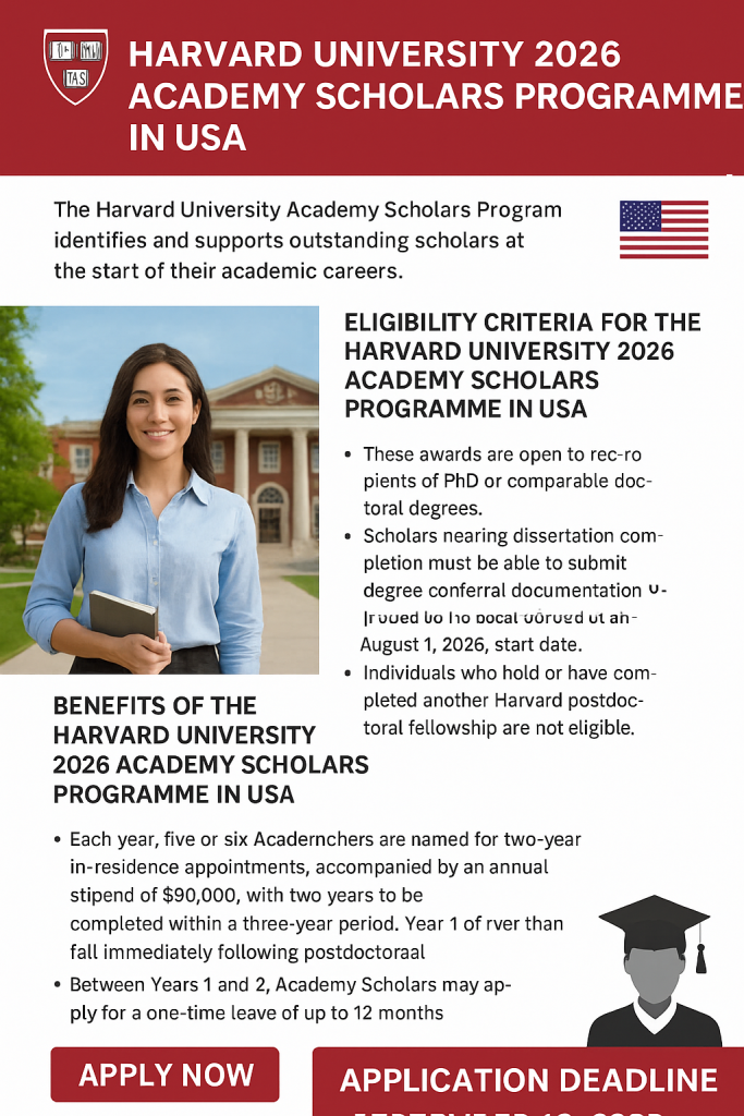 Harvard University 2026 Academy Scholars Programme in USA