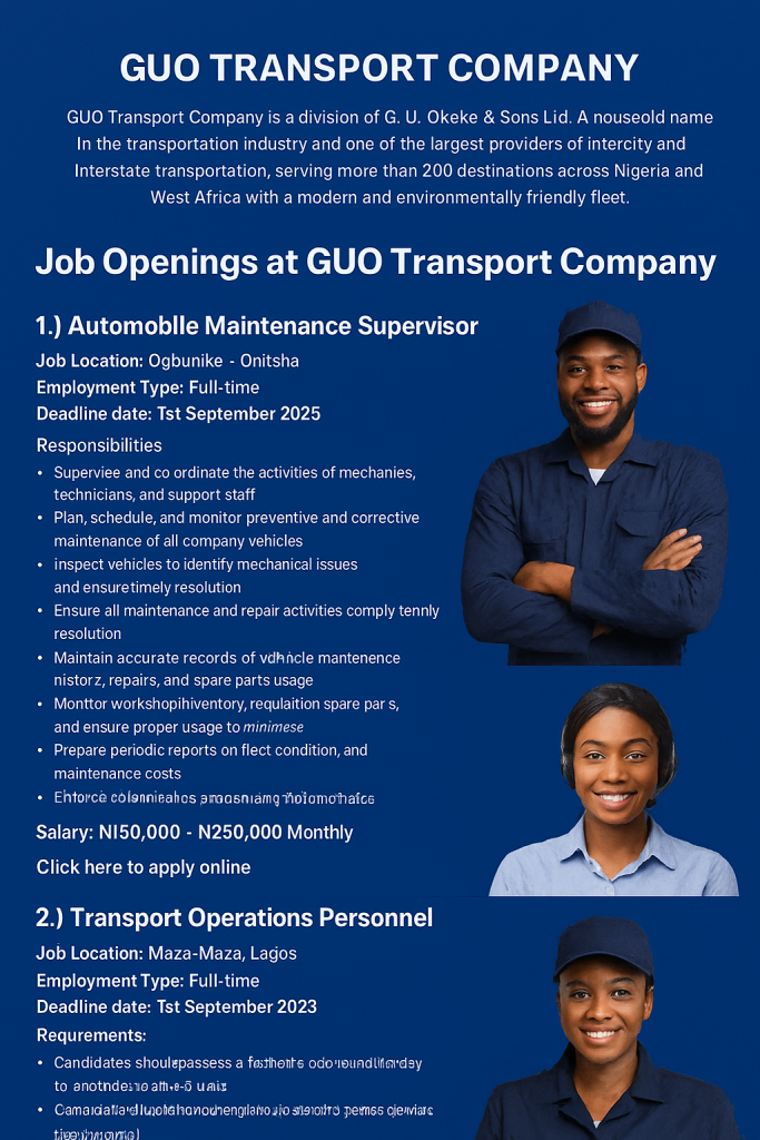 Job Openings at GUO Transport Company