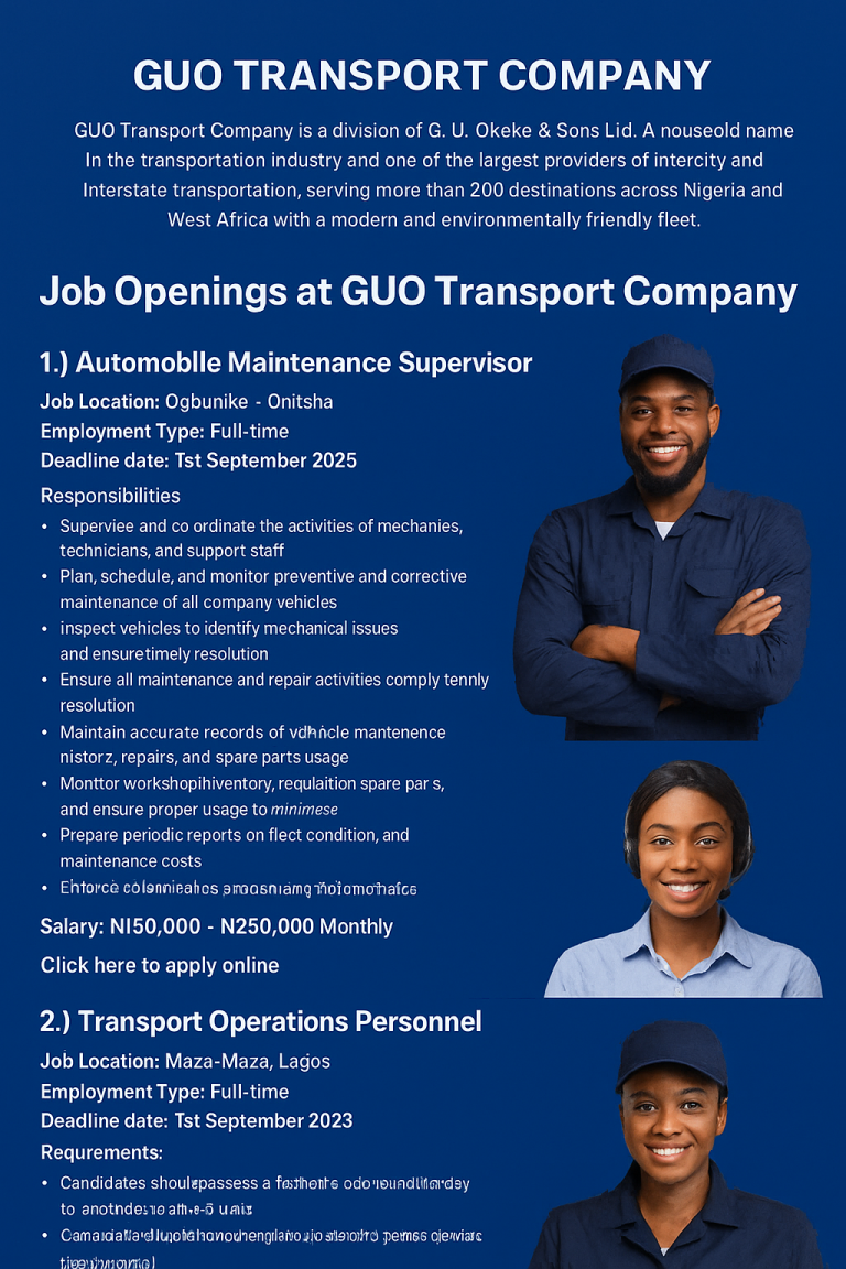 Job Openings at GUO Transport Company