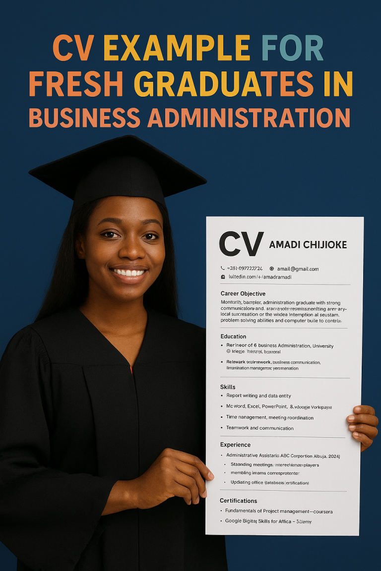 CV Example For Fresh Graduates In Business Administration – With Practical Examples CV Example For Fresh Graduates In Business Administration – With Practical Examples