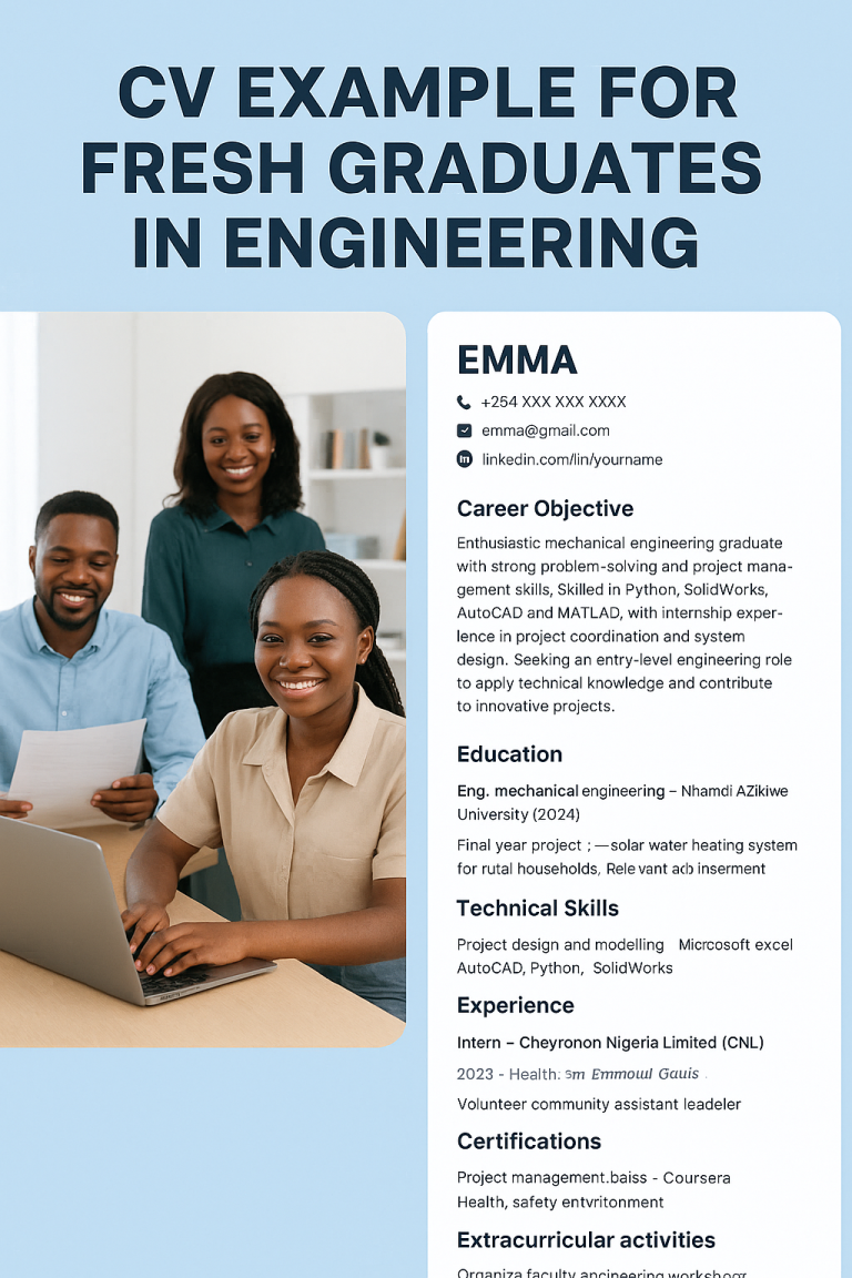 CV Example for Fresh Graduates in Engineering – With Practical Examples CV Example for Fresh Graduates in Engineering – With Practical Examples