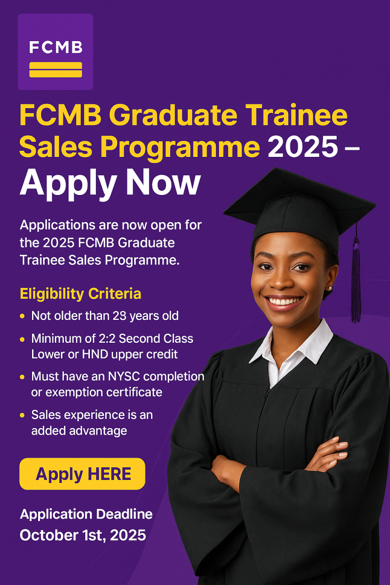 FCMB Graduate Trainee Sales Programme 2025