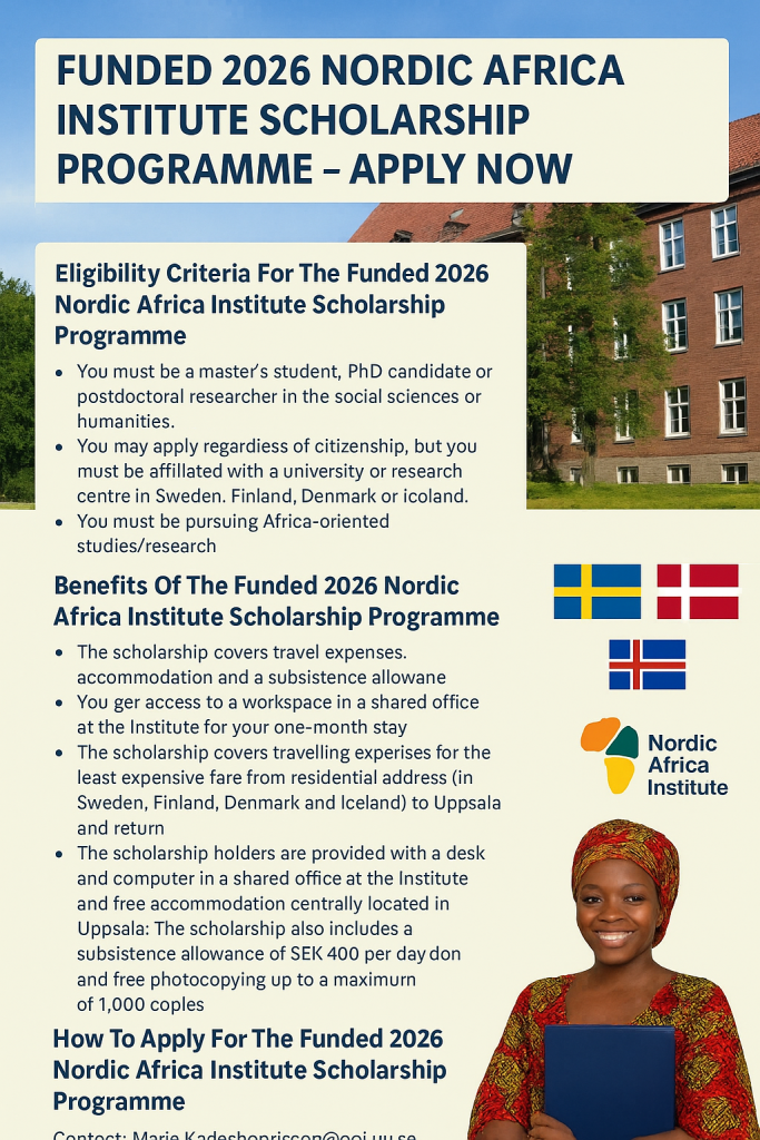 Funded 2026 Nordic Africa Institute Scholarship Programme – Apply Now