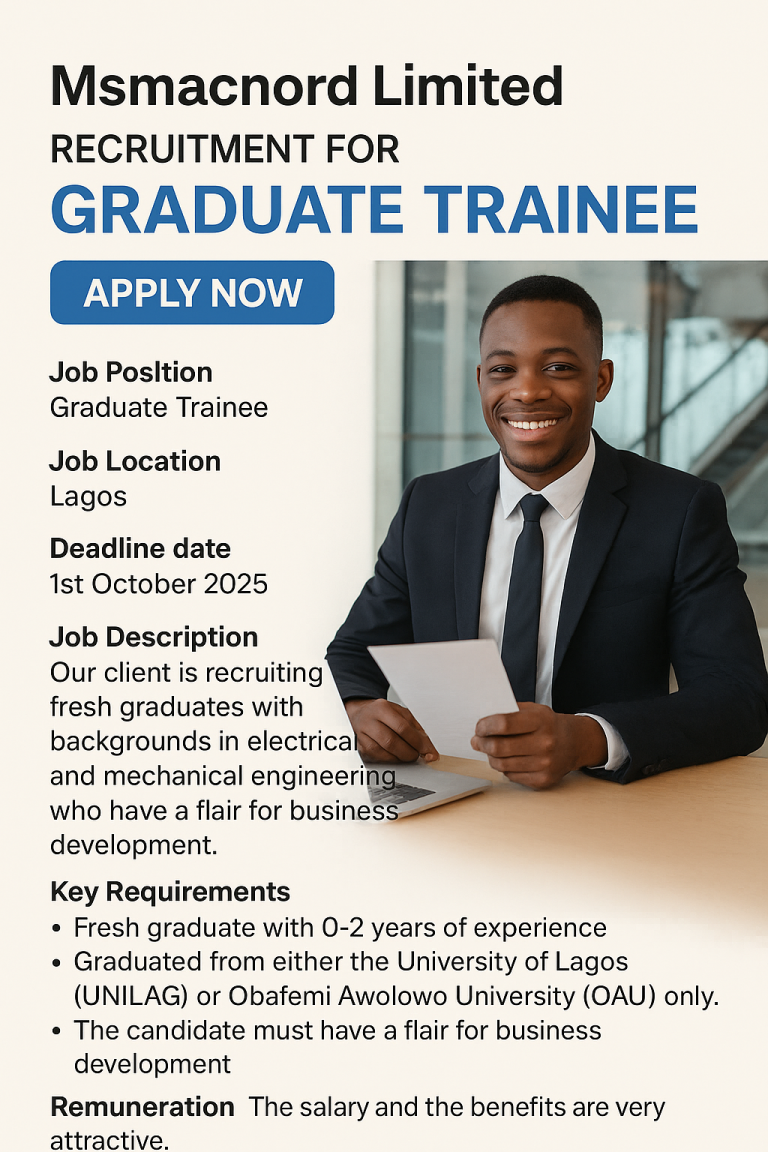 Msmacnord Limited Recruitment for Graduate Trainee - Apply Now